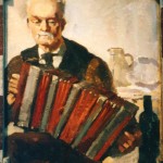 The Accordian Player, oil on canvas, 65 x 50cm, 1944